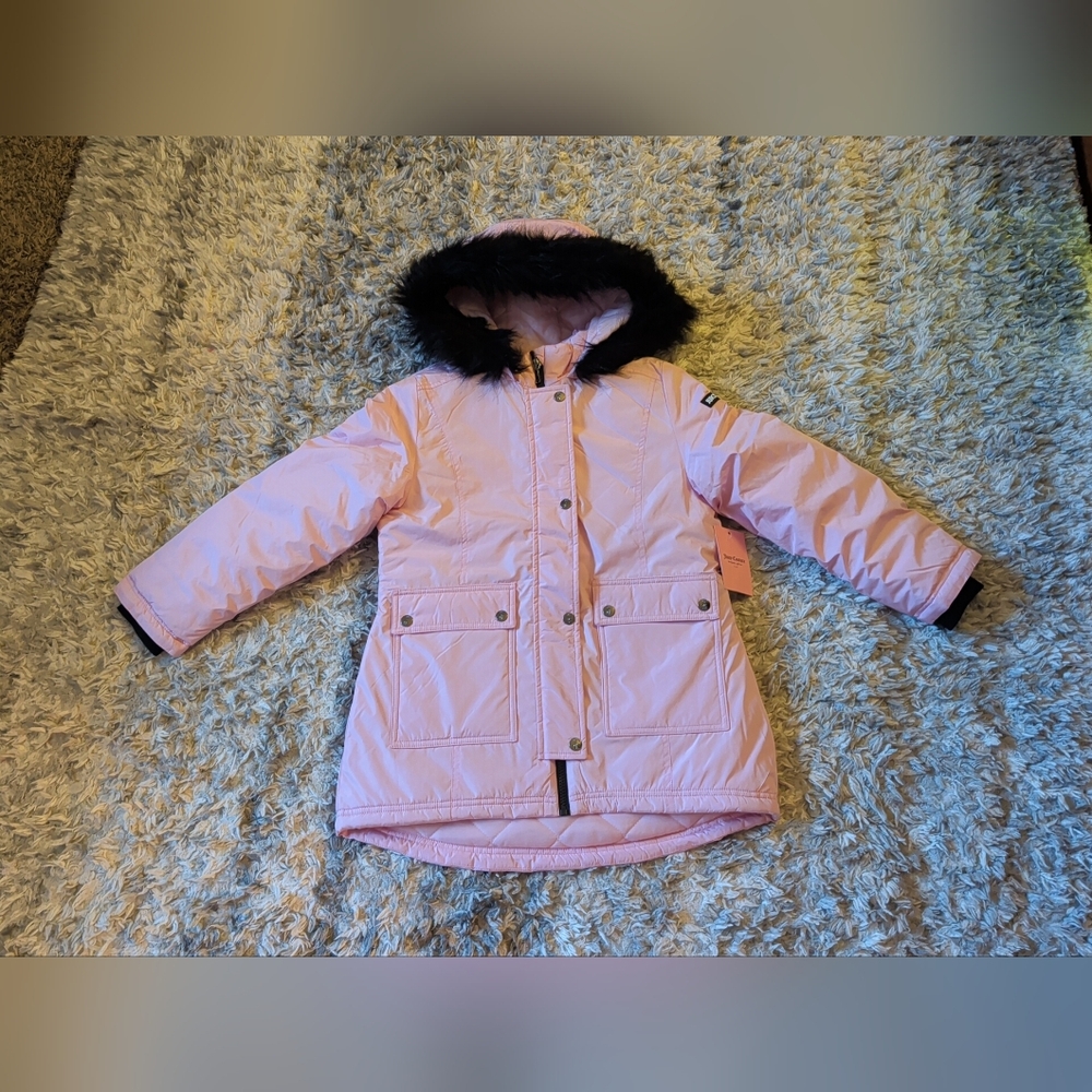 Kids Juicy couture Pink Hooded Jacket with Faux Fur Trim s